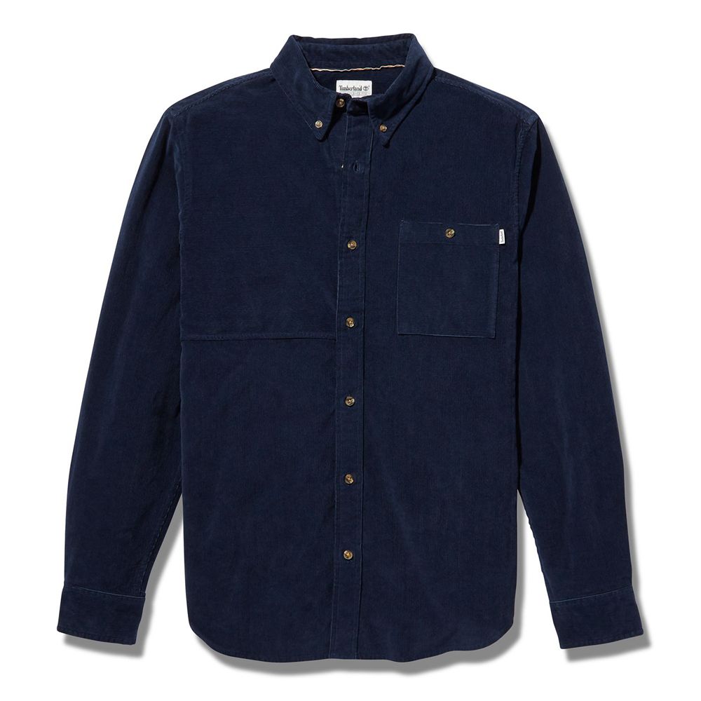 Camisa Timberland Hombre Mascoma River Long-Sleeve Corduroy Azul Marino - Chile UYP-296514